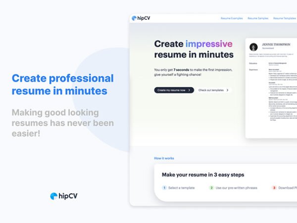 hipCV Resumé Builder Pro Plan: Lifetime Subscription